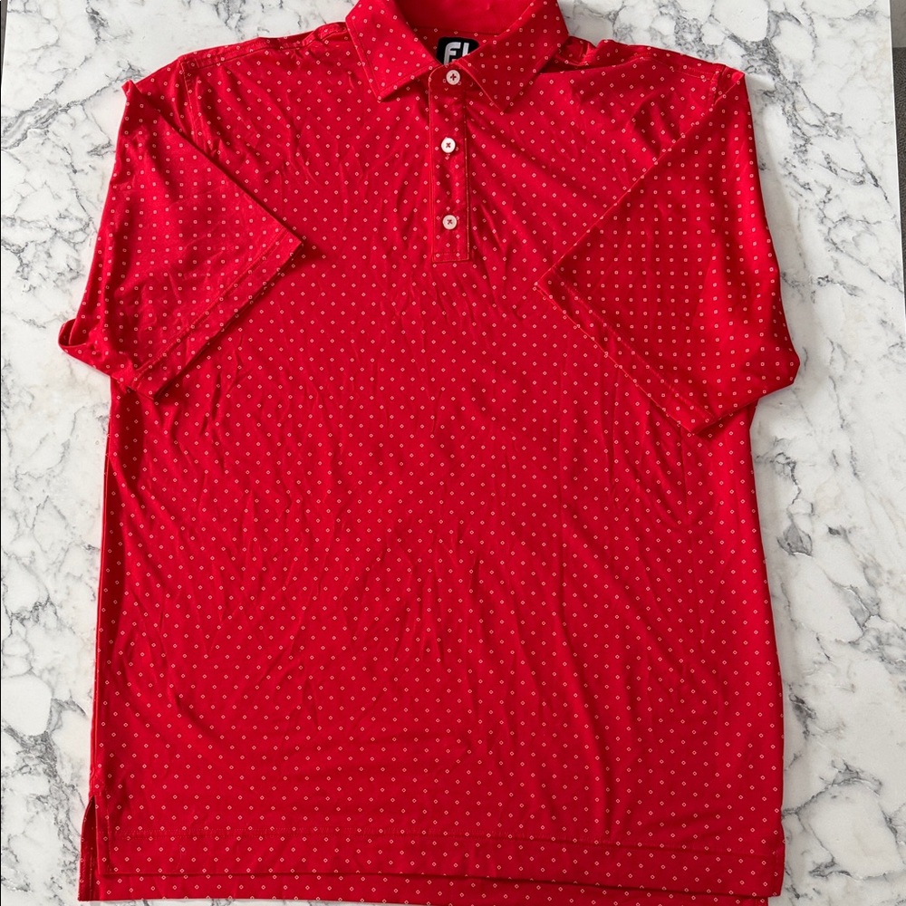 NWOT FootJoy Red Patterned Polo Shirt